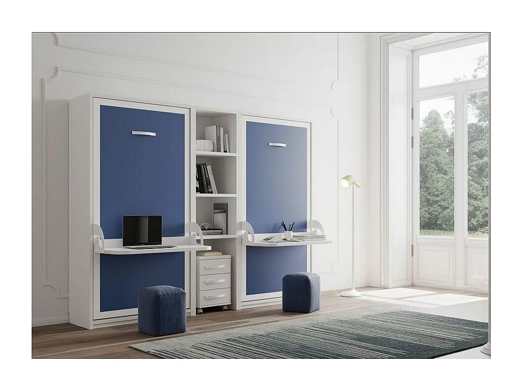 Verticaal opklapbed 90x200 met Studante bureau-Facade Parma