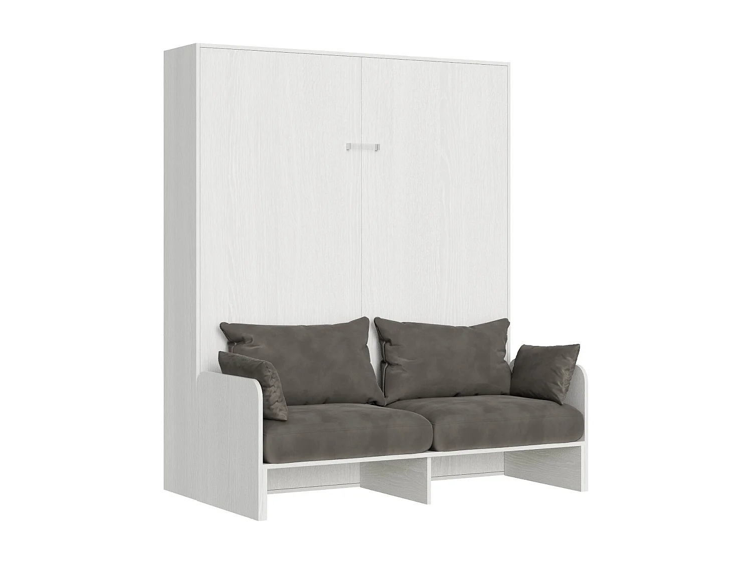 Cama abatible vertical blanca con sofá de tela Bounto 160x190 cm - 32 colores de tela-Sofá 20