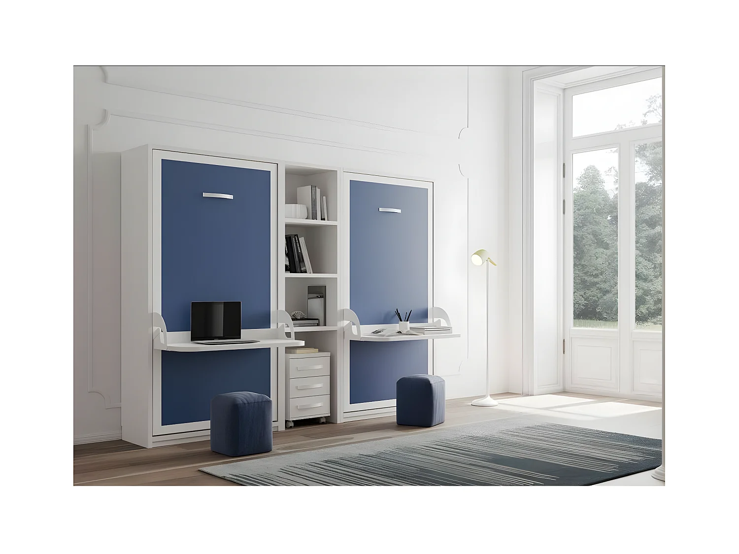 Verticaal opklapbed met bureau STUDANTE-Slapen 140x200cm-Facade Wrat