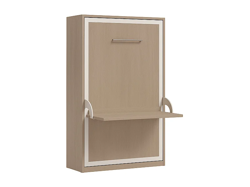 Lit escamotable vertical avec bureau STUDANTE-140x200-Façade Taupe
