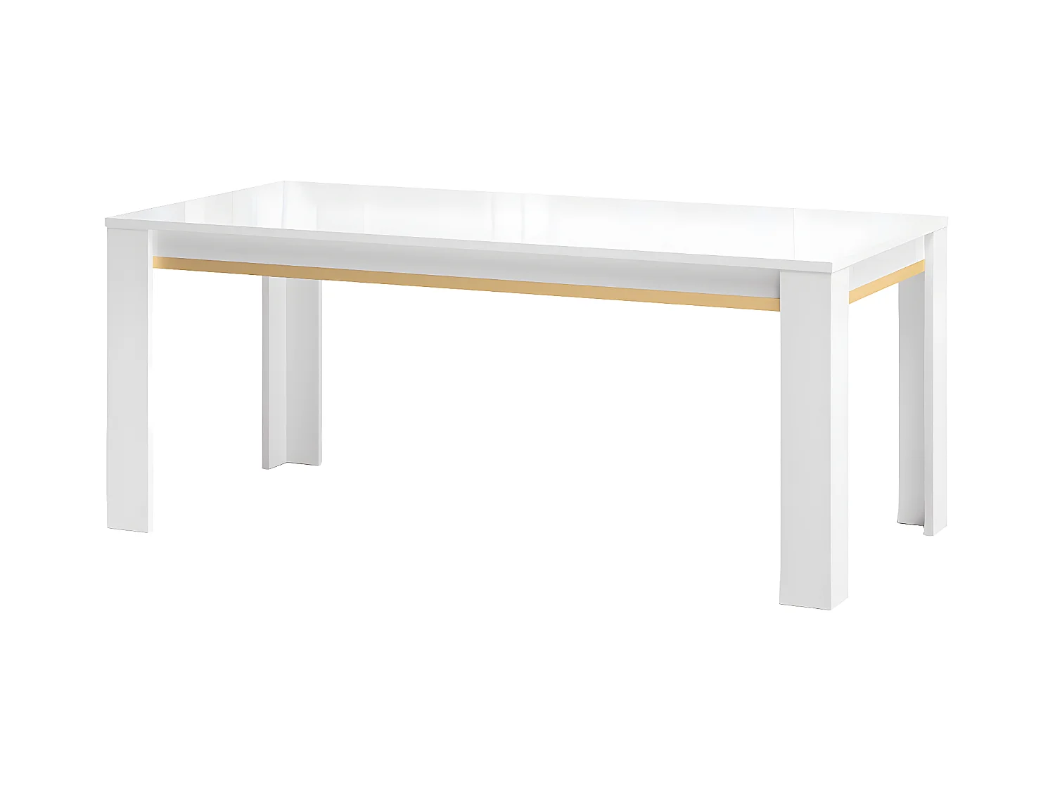 JEMMA - Table 160x90cm Laquée Blanc et Décor Doré