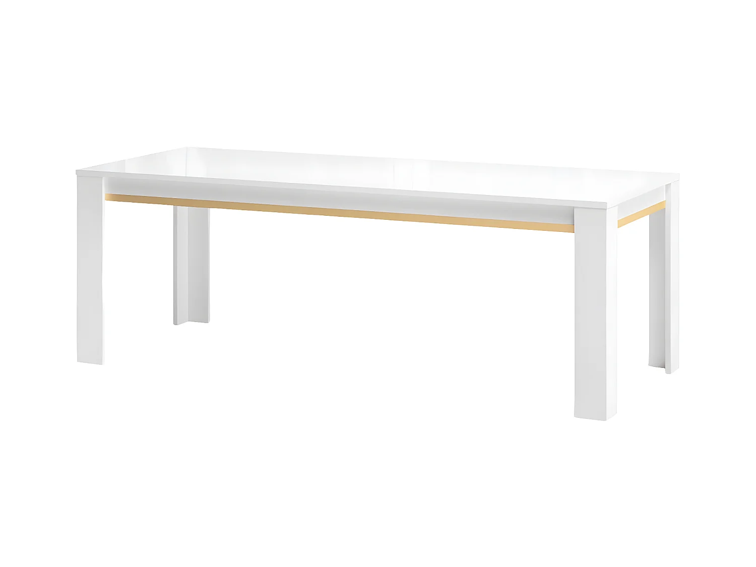 JEMMA - Table 190x90cm Laquée Blanc et Décor Doré
