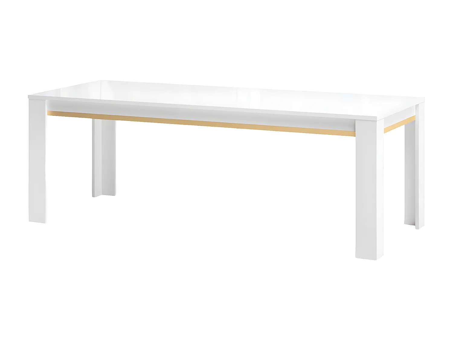 JEMMA - Table 190x90cm Laquée Blanc et Décor Doré