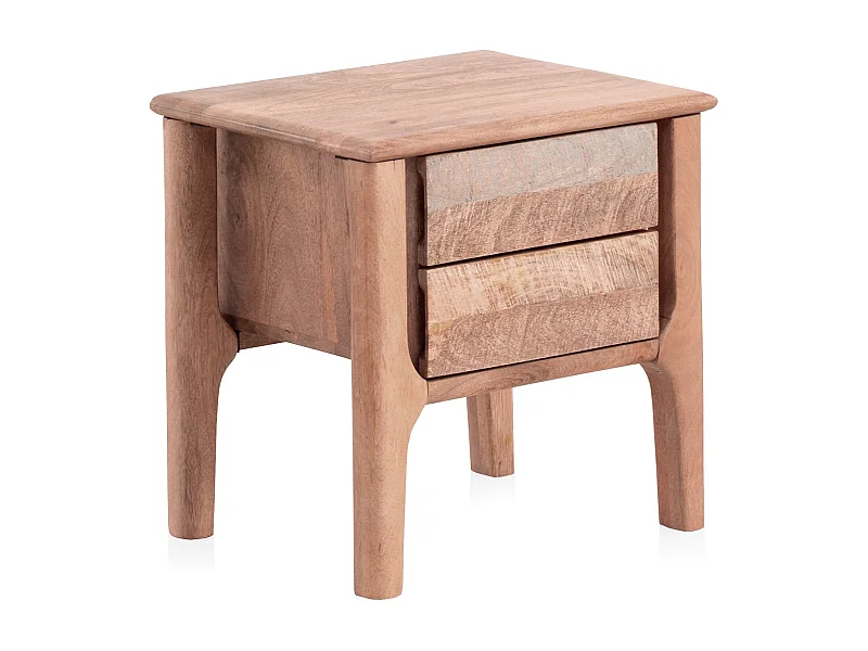 Mesita de noche de madera maciza de mango marrón claro