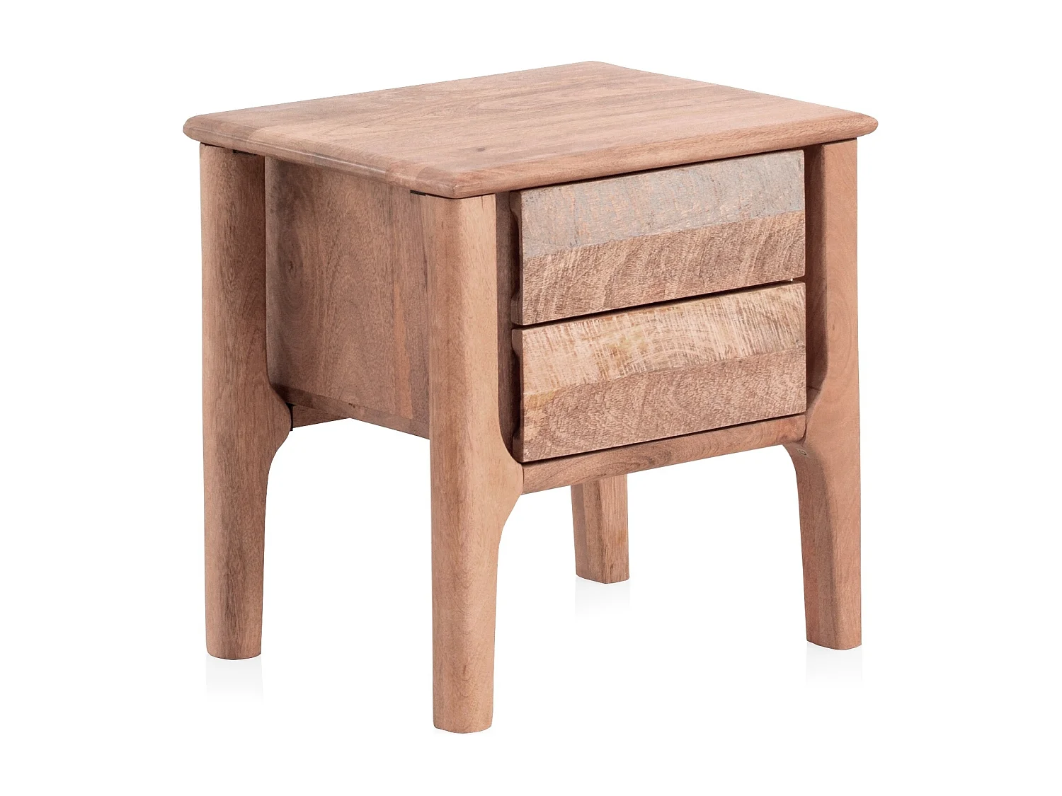 Mesa de cabeceira em madeira de manga maciça castanha clara