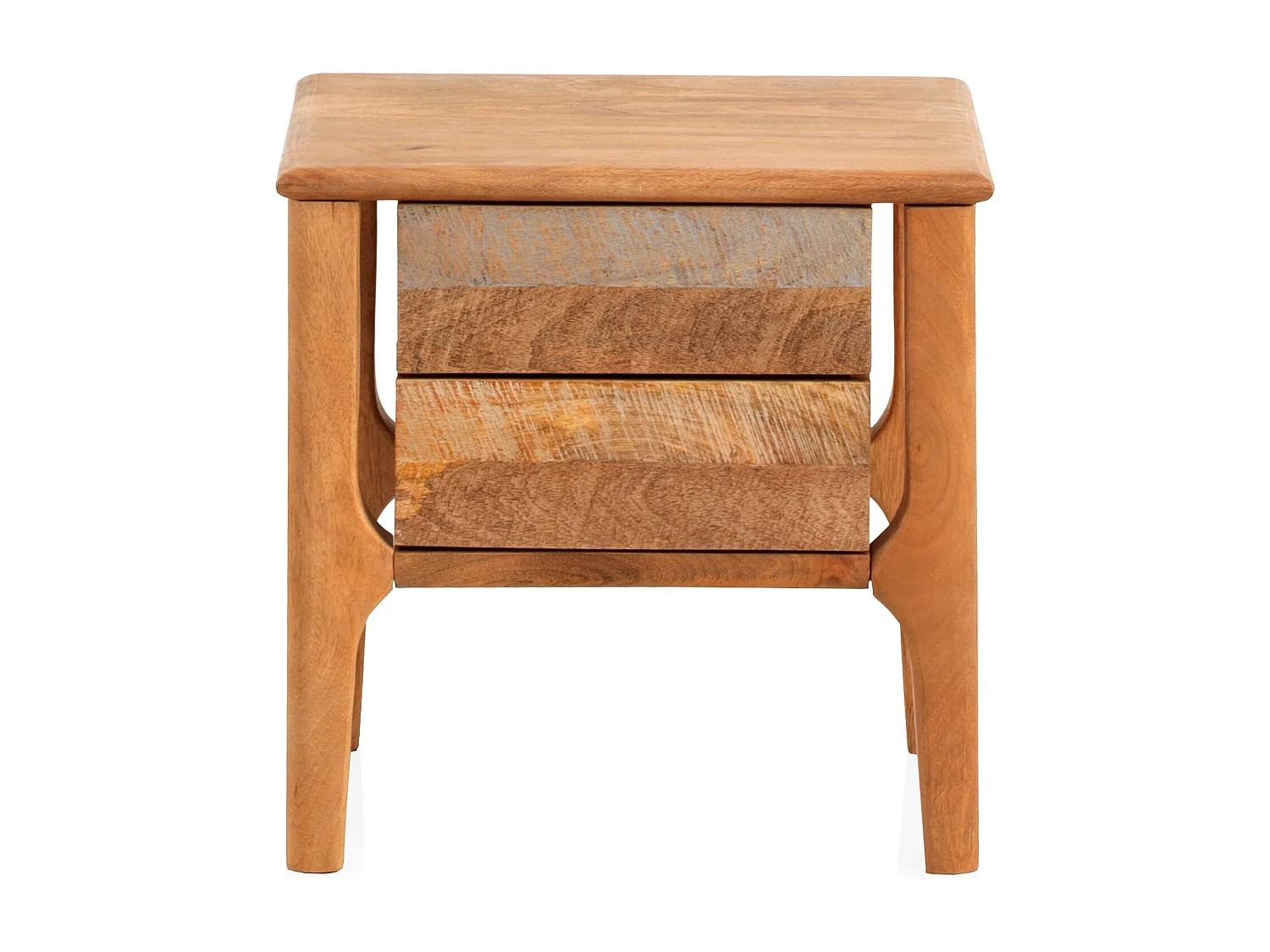 Mesa de cabeceira em madeira de manga maciça castanha clara