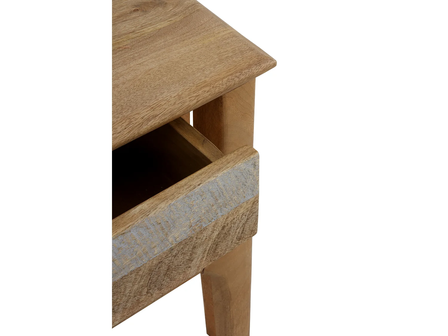 Mesa de cabeceira em madeira de manga maciça castanha clara