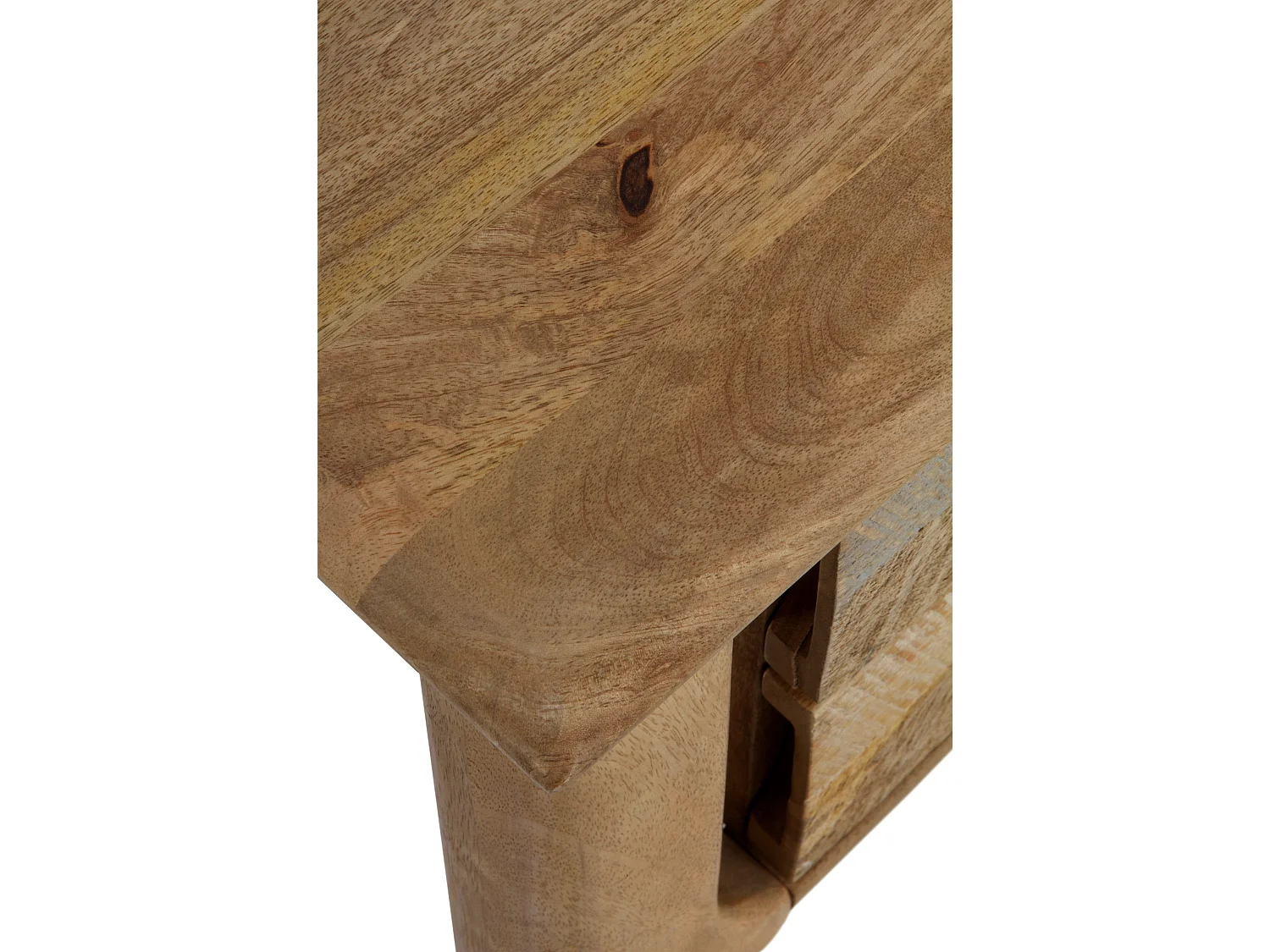 Mesa de cabeceira em madeira de manga maciça castanha clara