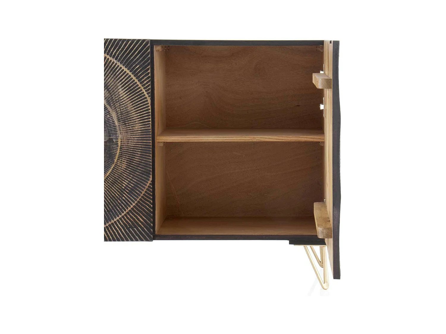 Sideboard aus Mangoholz und schwarzer Faserplatte mittlerer Dichte