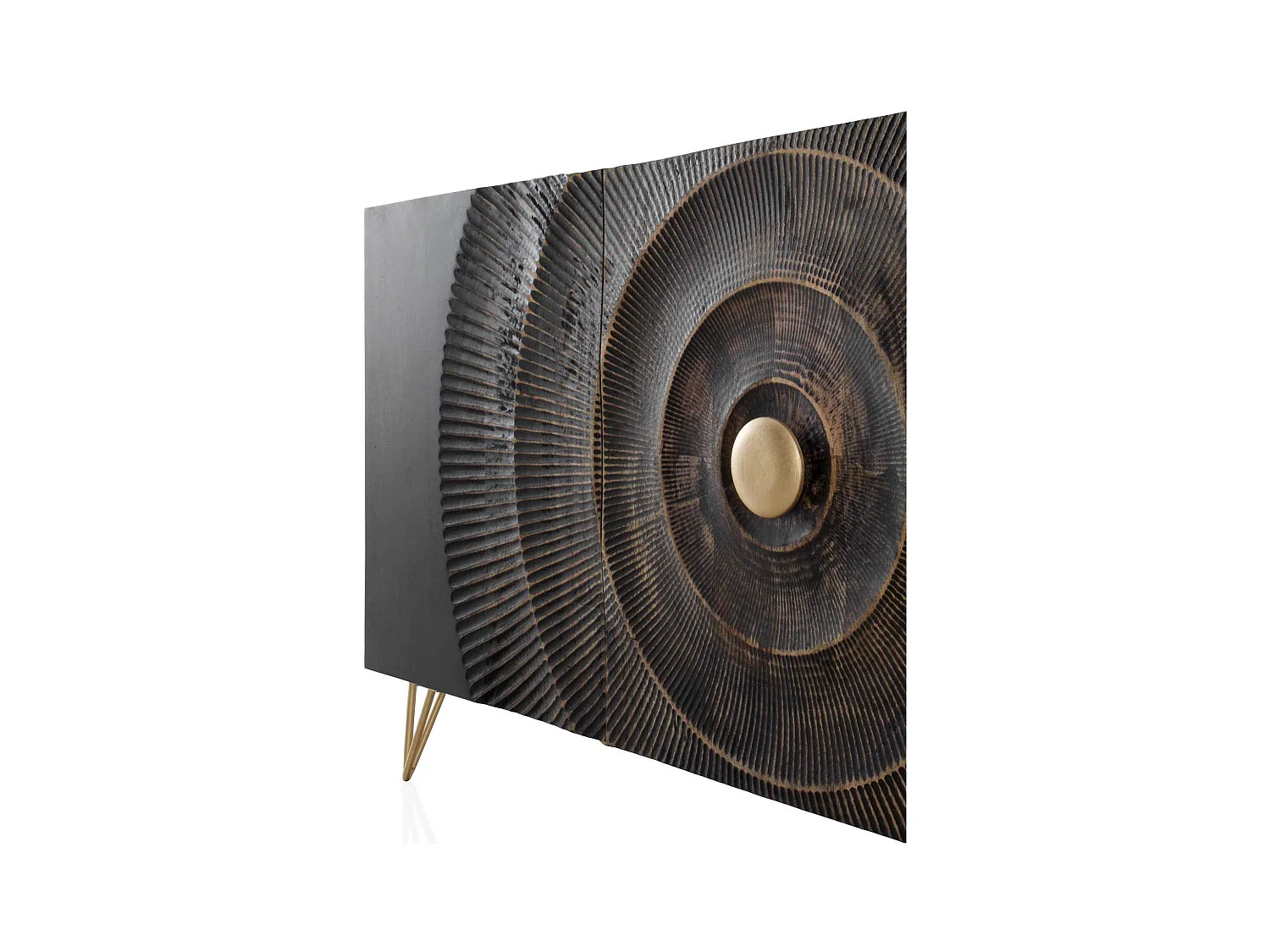 Sideboard aus Mangoholz und schwarzer Faserplatte mittlerer Dichte