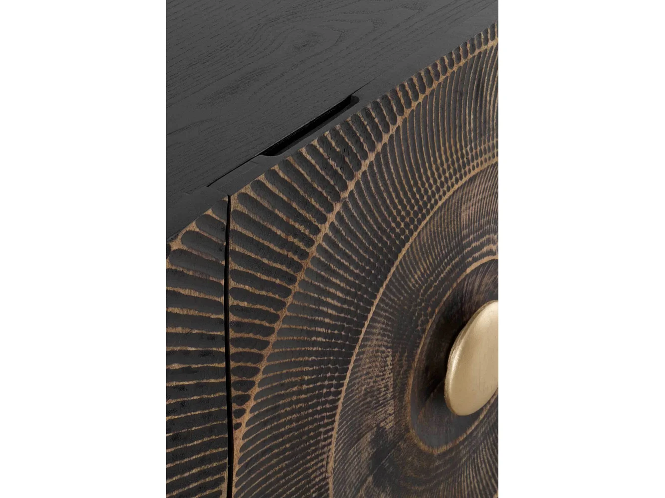 Sideboard aus Mangoholz und schwarzer Faserplatte mittlerer Dichte