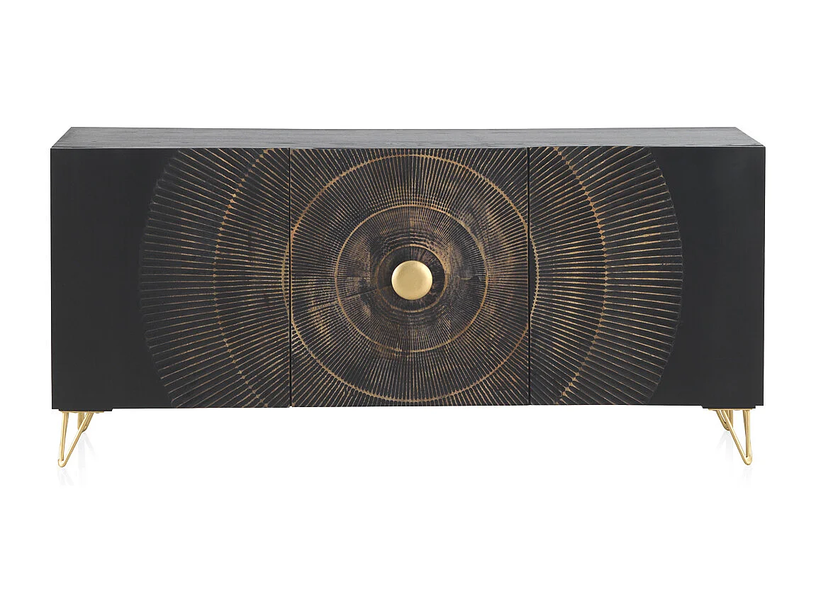 Buffet en bois de manguier et panneau de fibres à densité moyenne noir