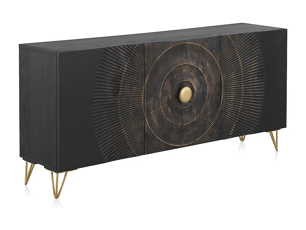 Buffet en bois de manguier et panneau de fibres à densité moyenne noir