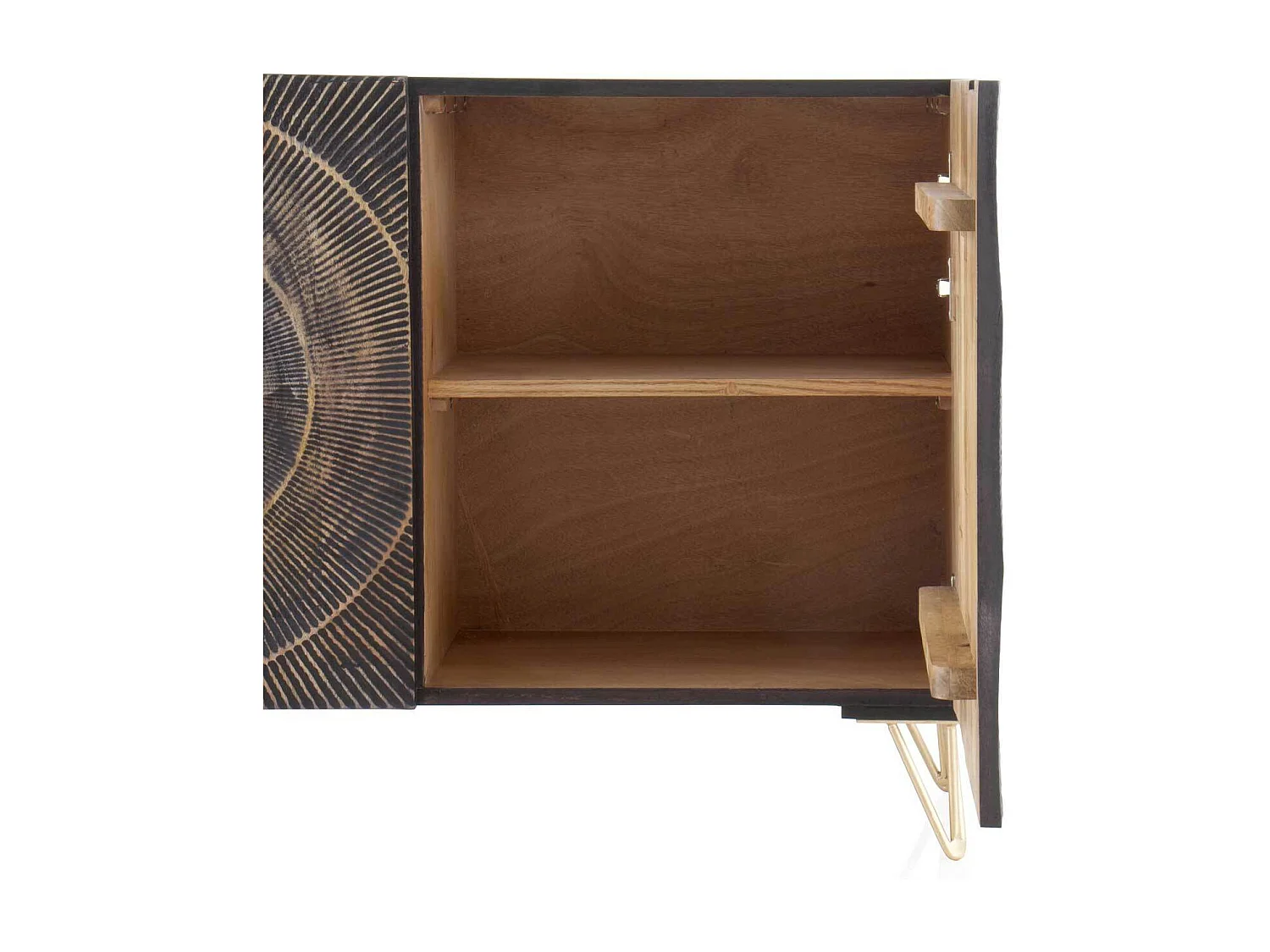 Buffet en bois de manguier et panneau de fibres à densité moyenne noir