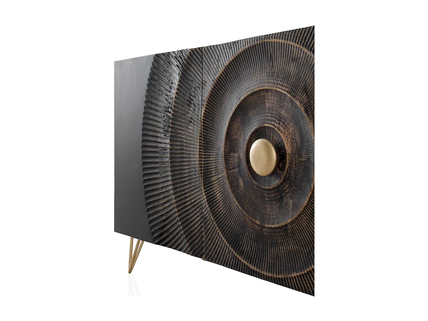 Buffet en bois de manguier et panneau de fibres à densité moyenne noir