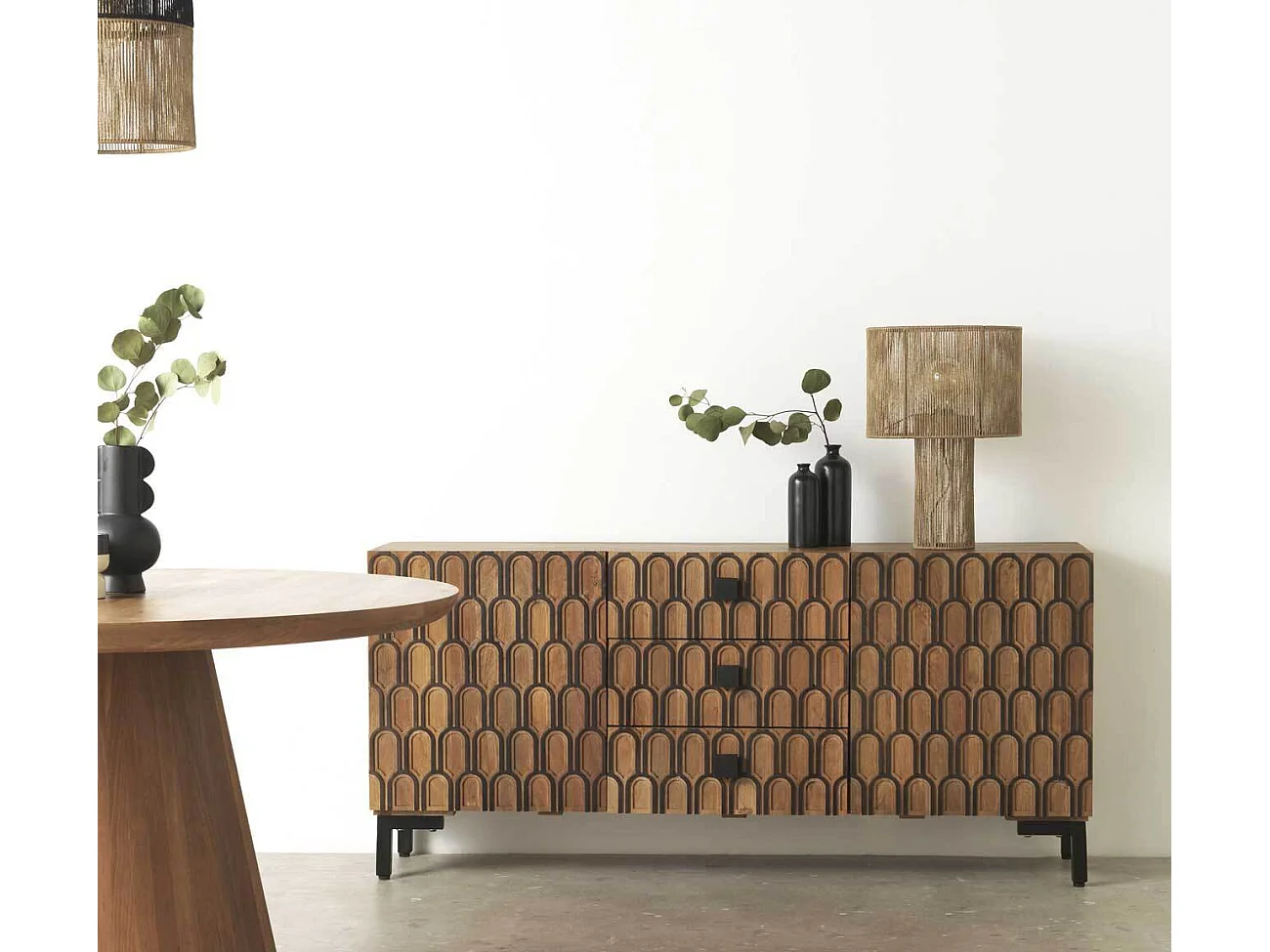 Credenza in legno massello di mango marrone