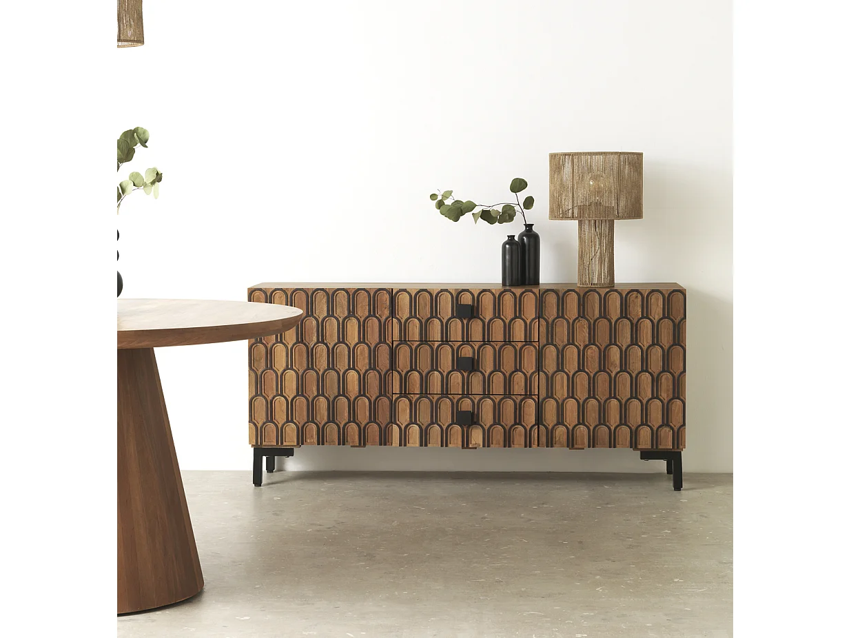 Buffet en bois massif de manguier brun