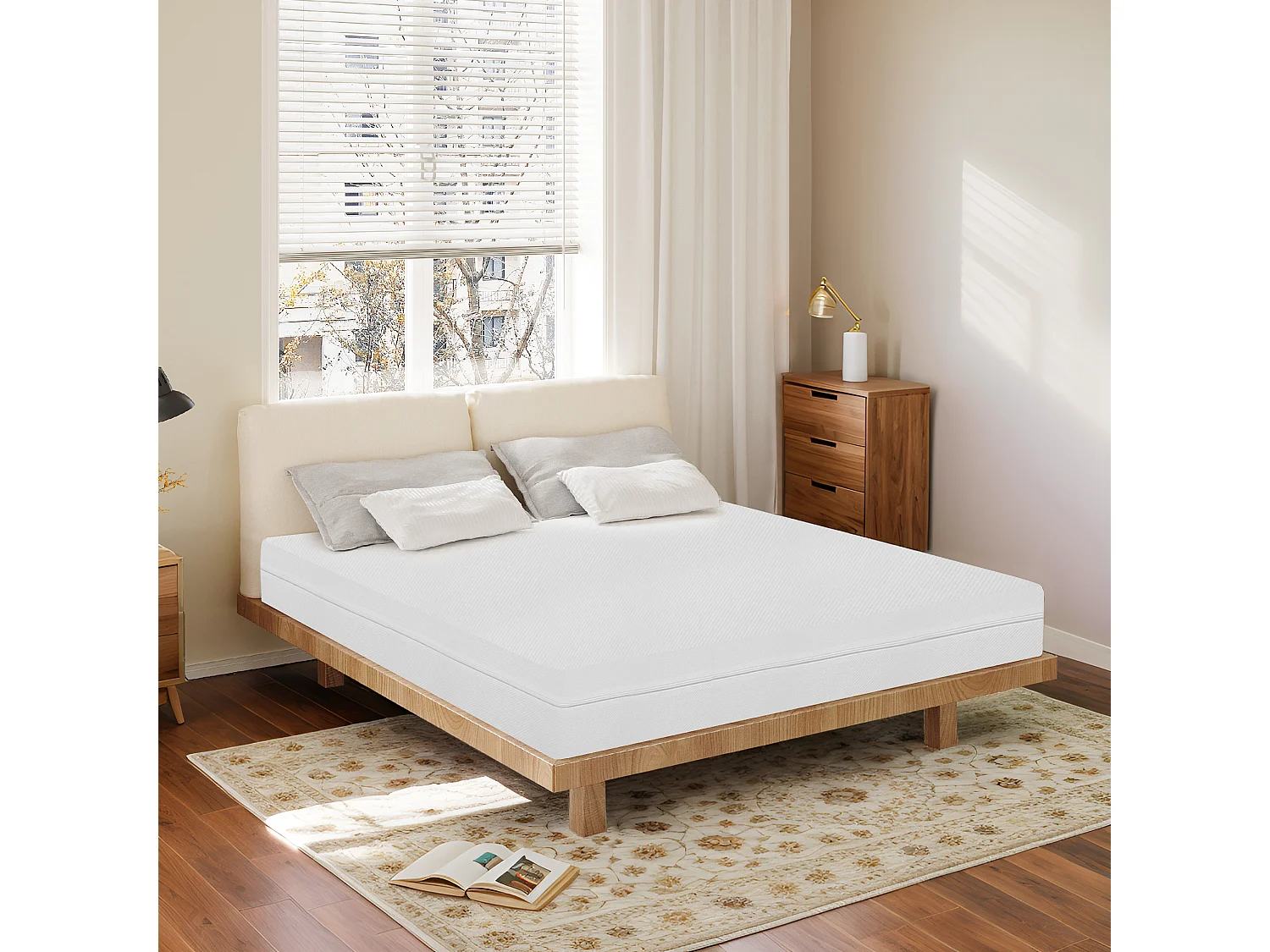 Europe Luxe Matelas 140x190 Mousse Memo - épaisseur 25cm - zones de confort mousse adaptative - Noir