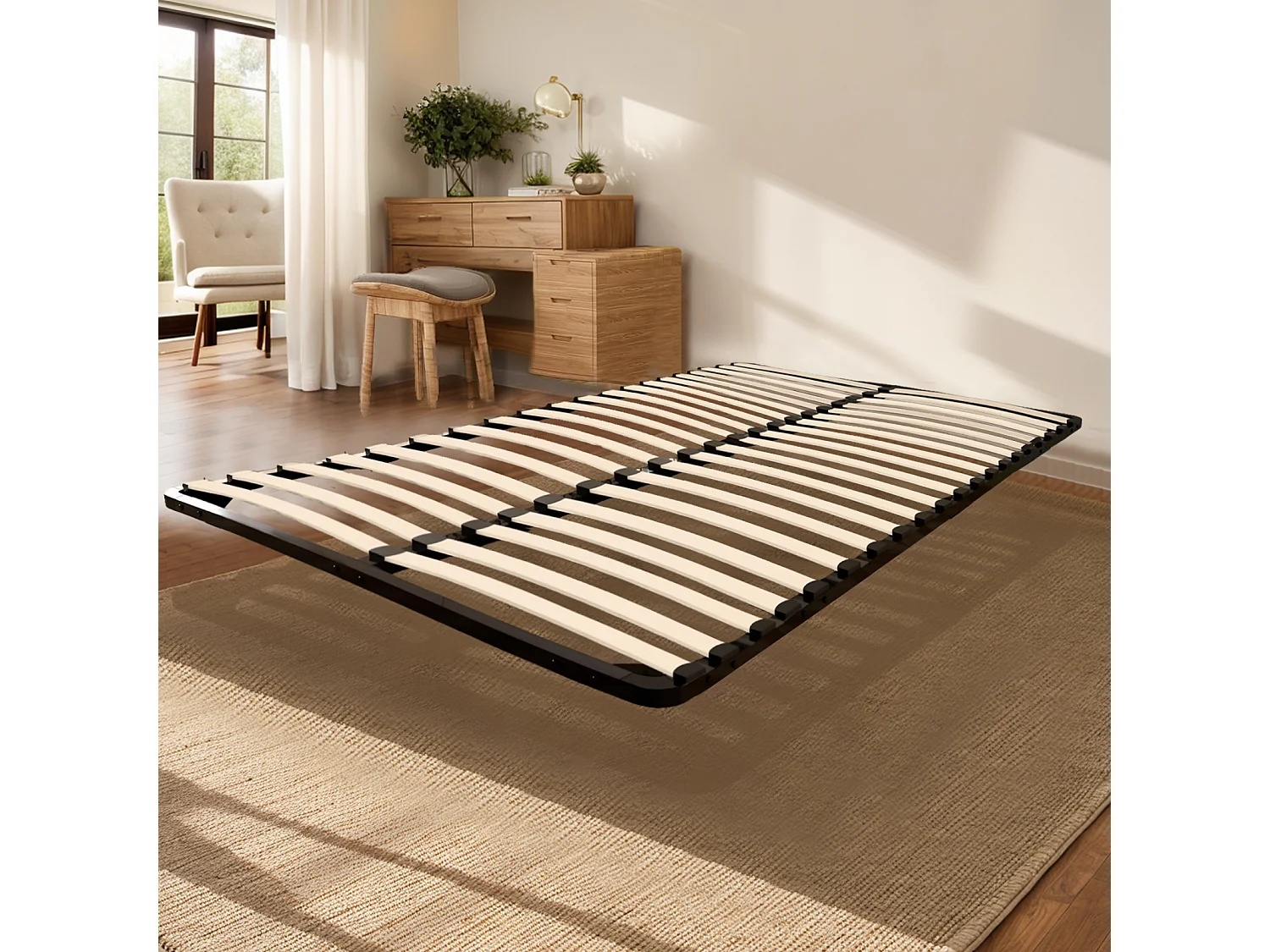 Sommier 140x190cm sans Pied - Sommiers à Lattes en Bois - 2x20 Lattes