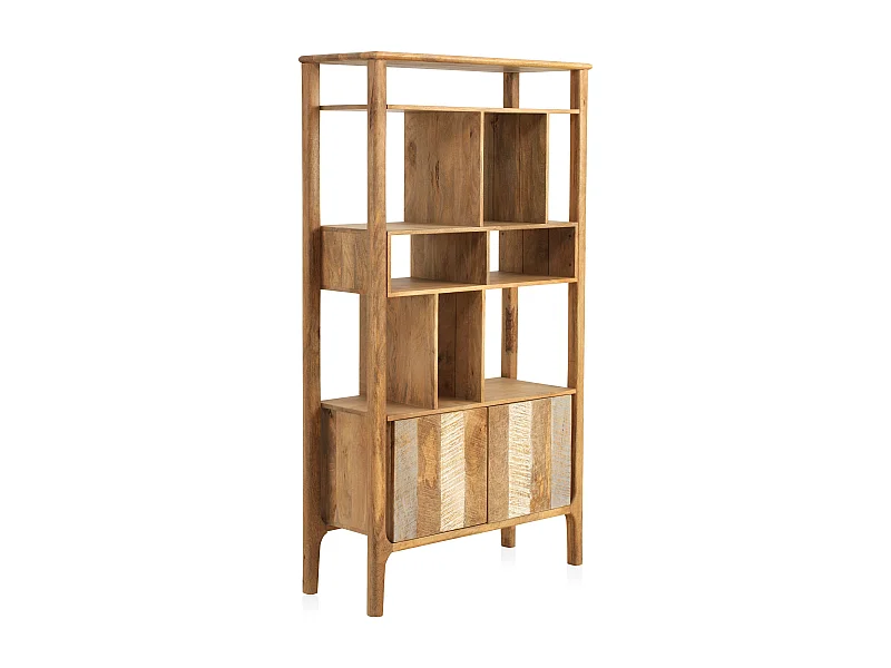 Étagère en bois de manguier massif marron clair