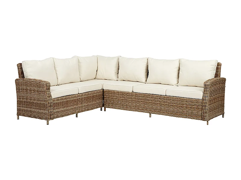 Gram tuinbank hoek, incl. kussen, naturel en off white.