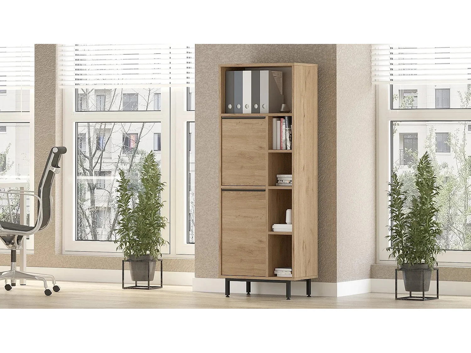 Gabinete multiusos On10B-S color nogal 160x45.1x35.5 cm