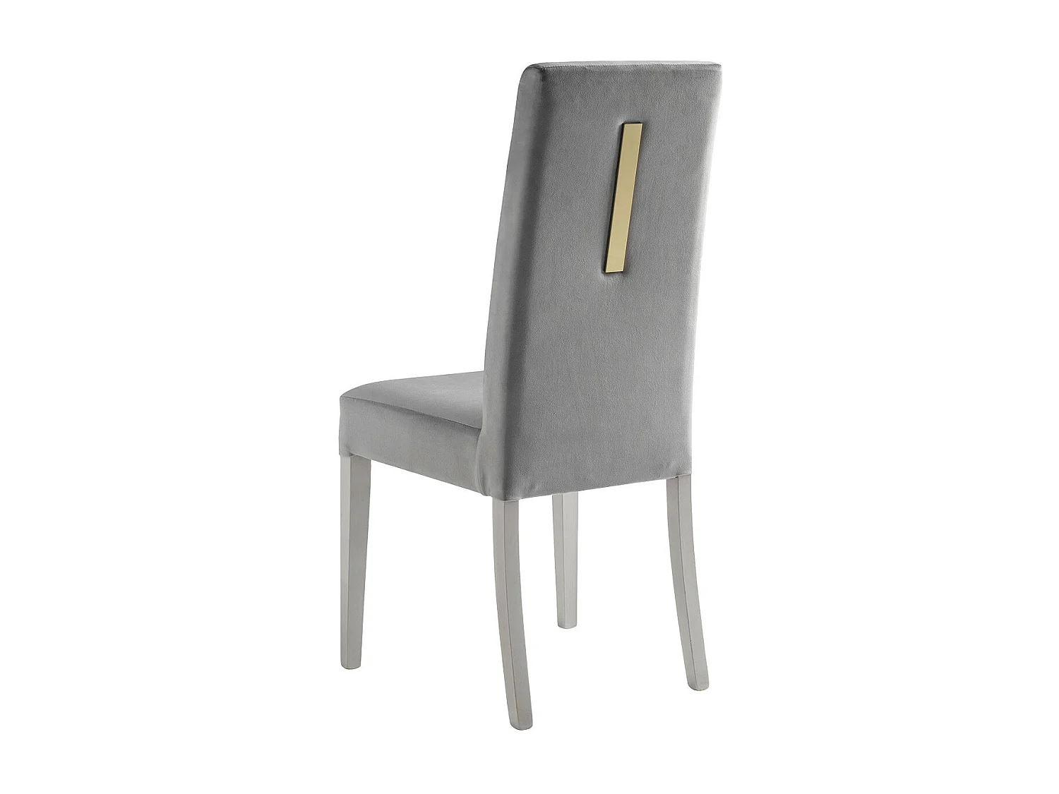 JEMMA - Lot de 4 Chaises Suédine Grise Détail Doré et Bois Gris