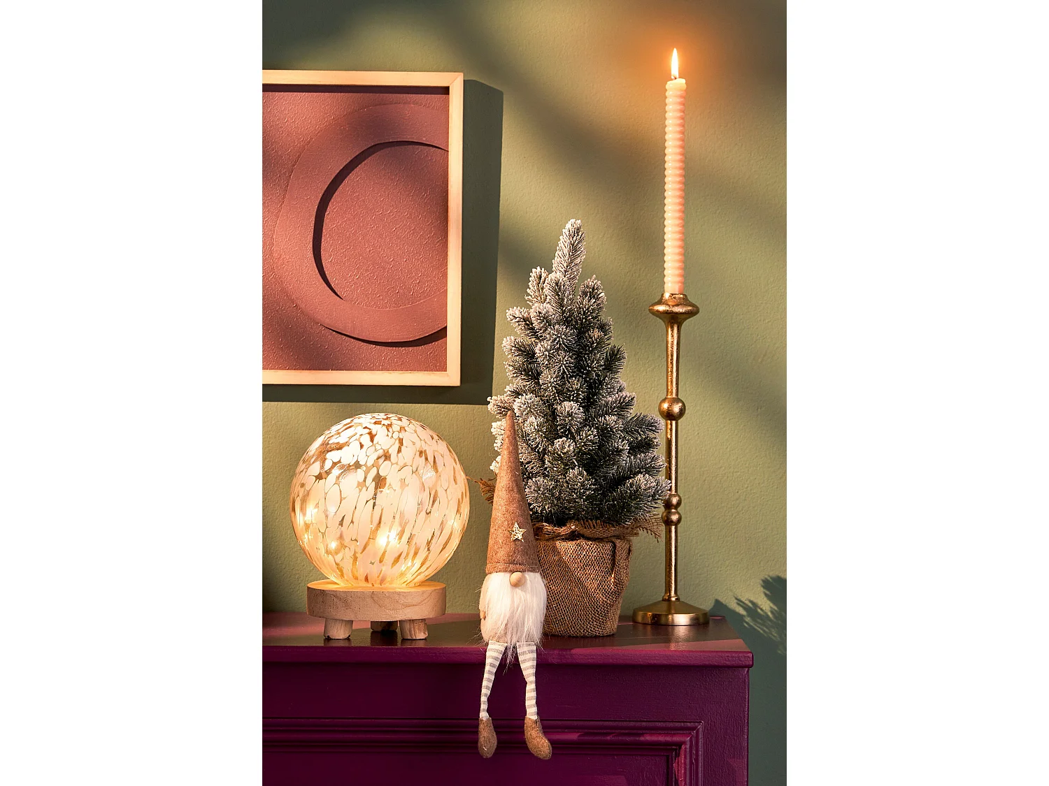 Lampe de table à boule en verre - 20 x Ø20 - Blanc -