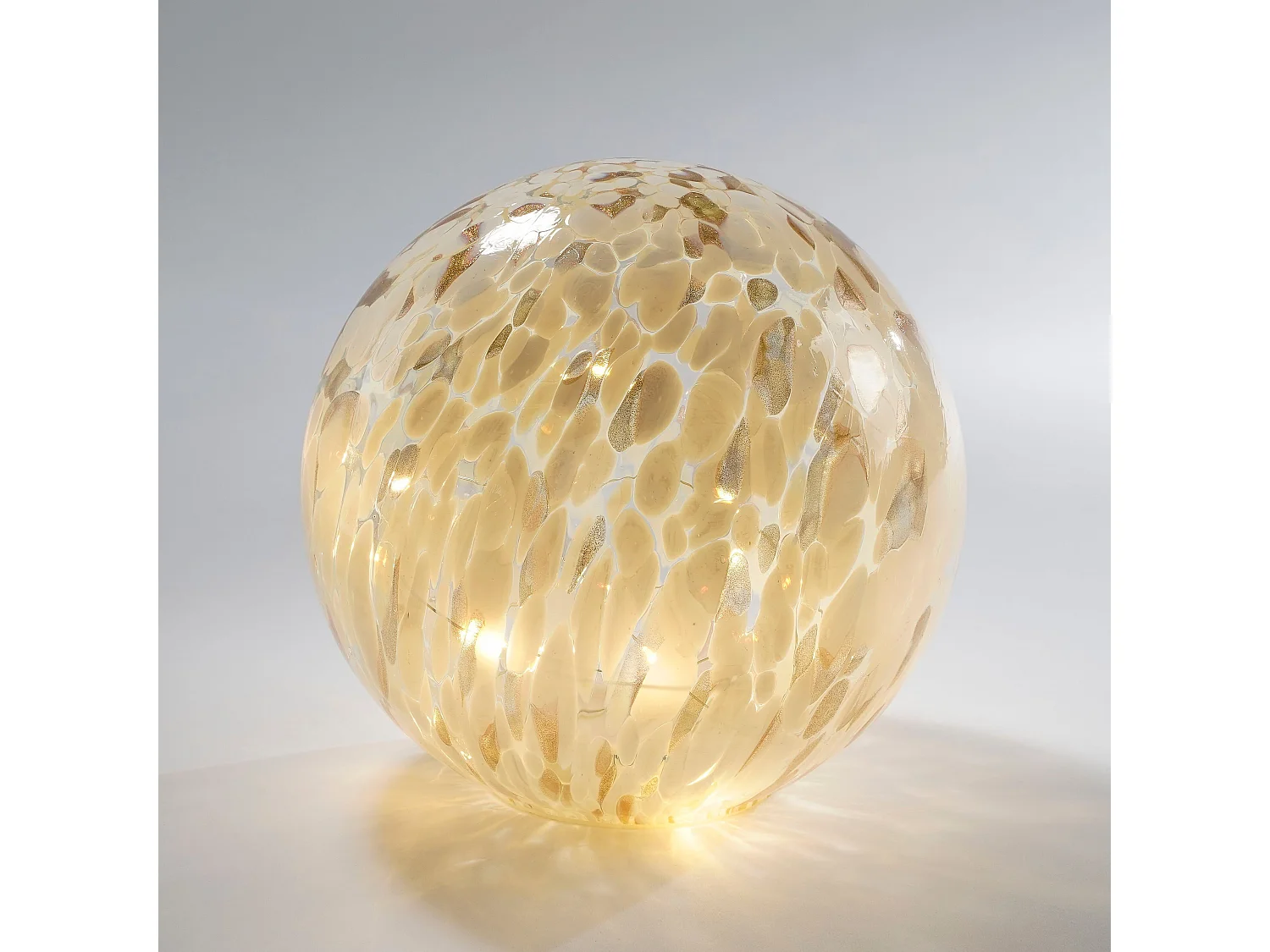 Lampe de table à boule en verre - 20 x Ø20 - Blanc -