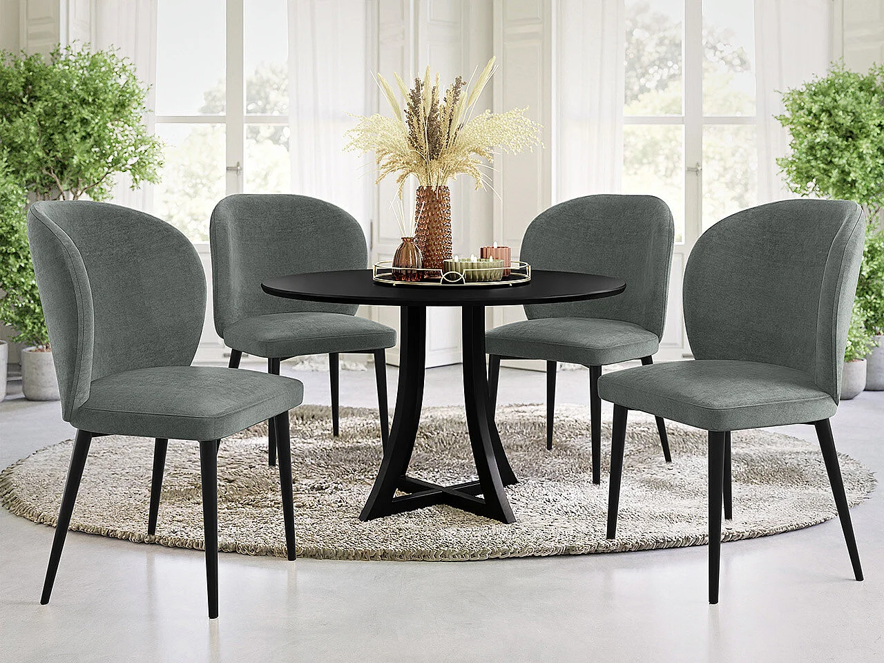 Chaise Jackson 104, 87x50x59cm, Tissu, Métallique