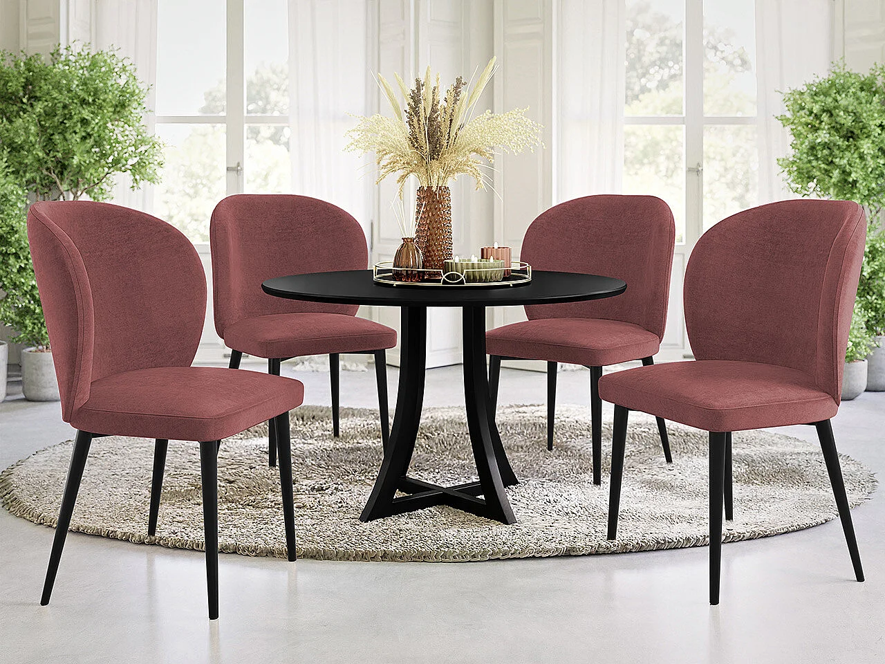 Chaise Jackson 104, 87x50x59cm, Tissu, Métallique