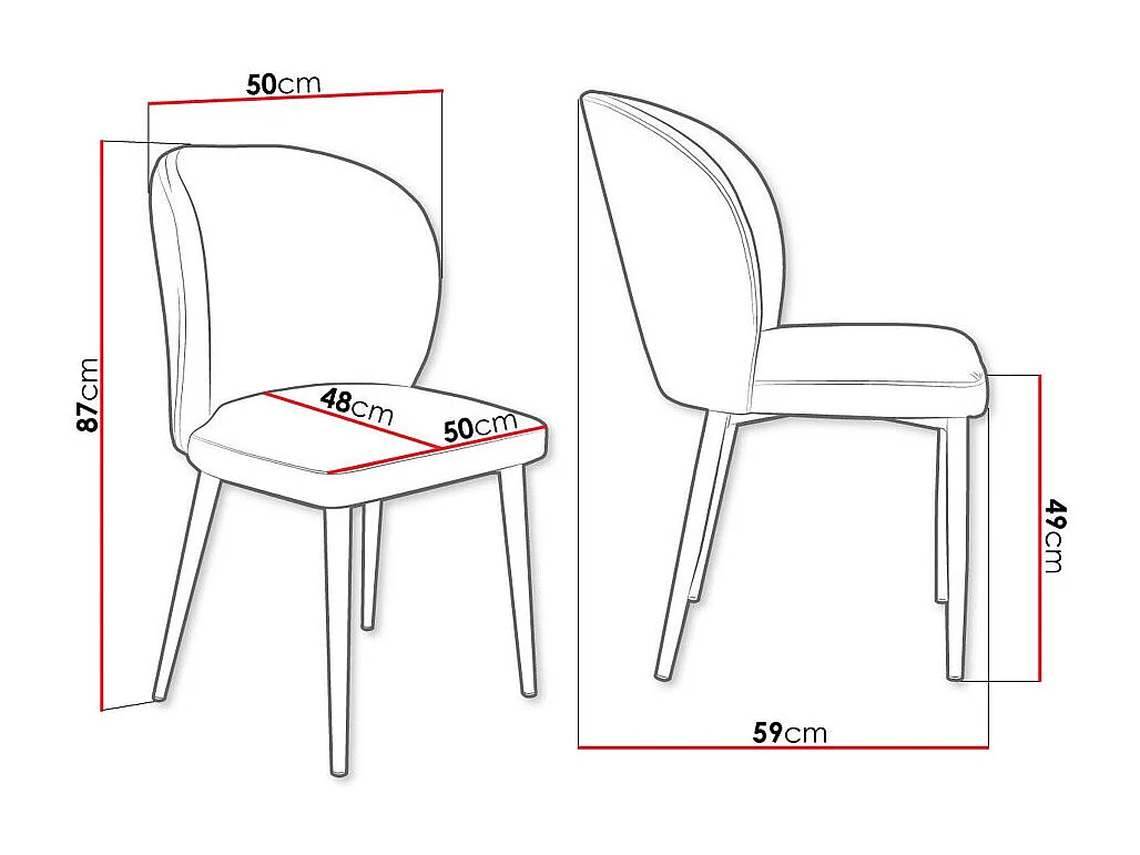 Chaise Jackson 104, 87x50x59cm, Tapisserie, Métallique