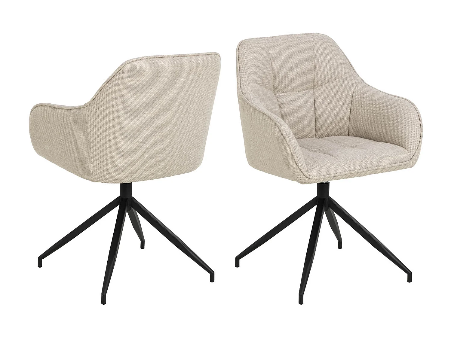 Brenda chaise de salle à manger avec accoudoirs, fonction pivotante,  beige.