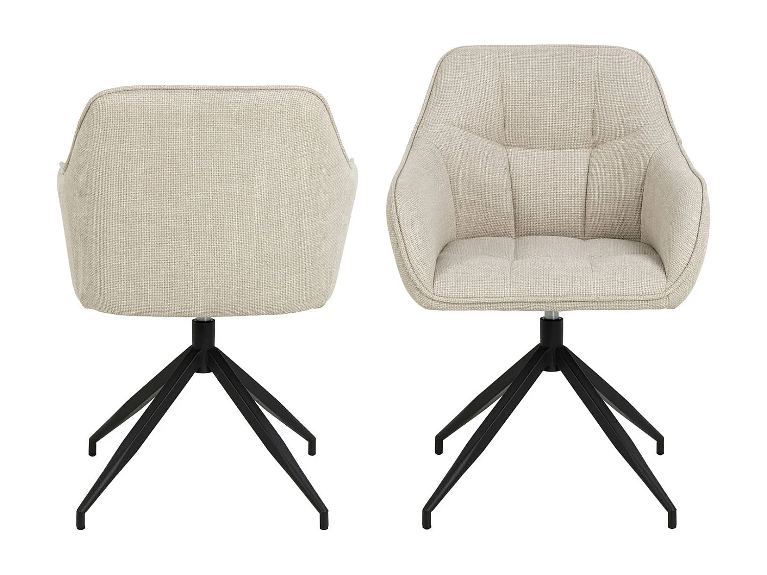 Brenda chaise de salle à manger avec accoudoirs, fonction pivotante,  beige.