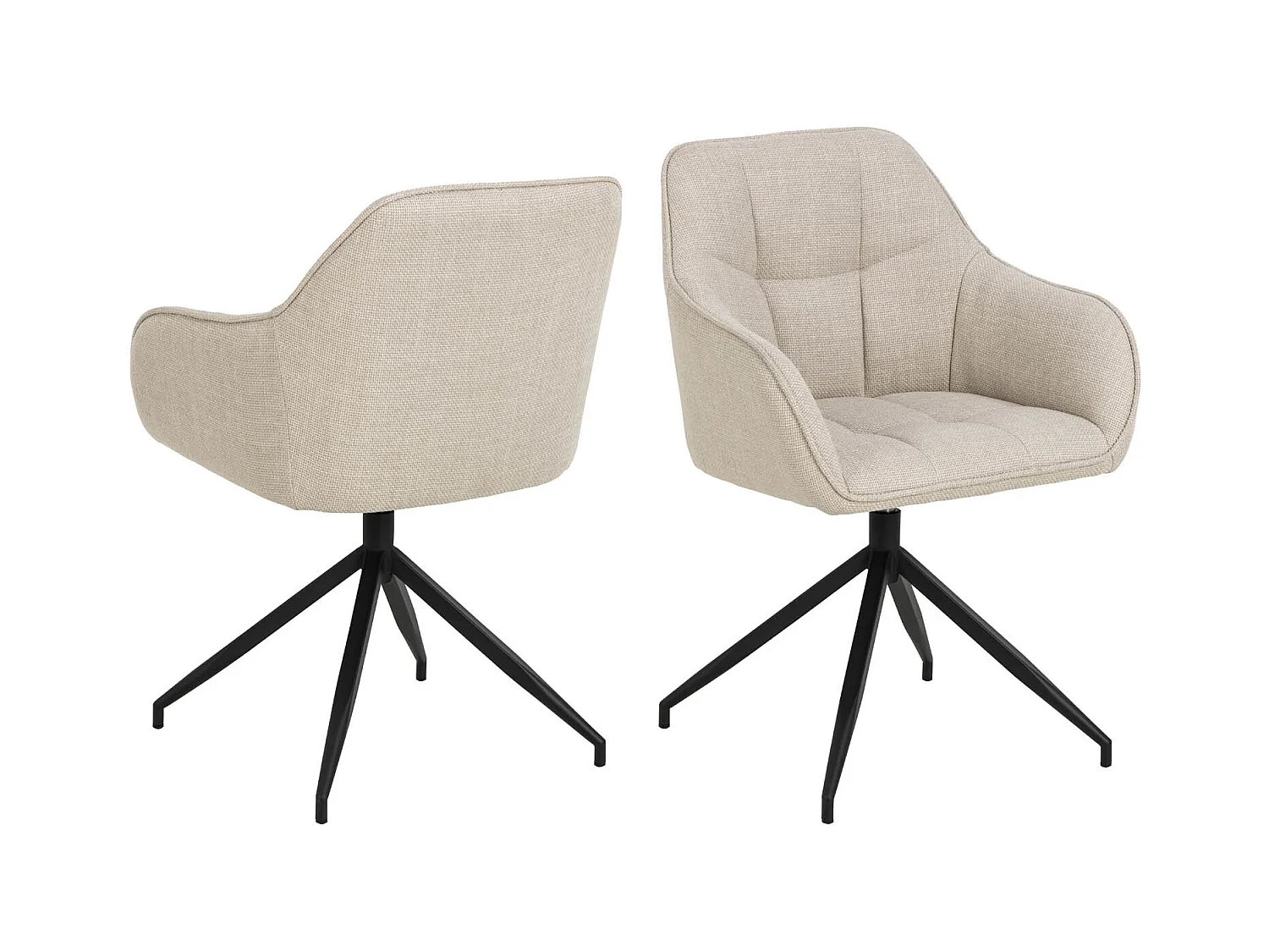 Brenda chaise de salle à manger avec accoudoirs, fonction pivotante,  beige.