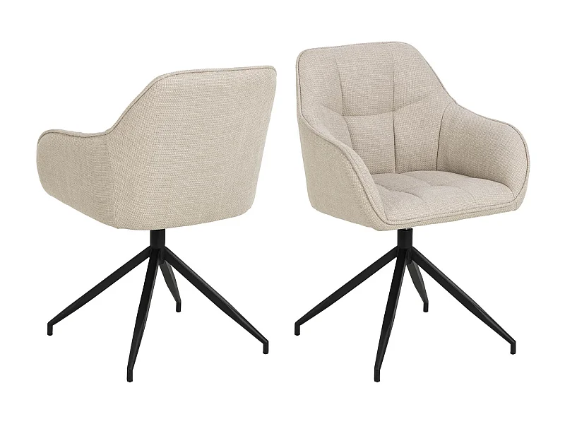 Brenda chaise de salle à manger avec accoudoirs, fonction pivotante,  beige.