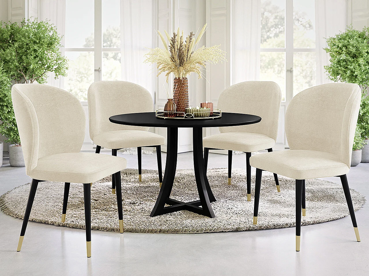 Chaise Jackson 104, 87x50x59cm, Tissu, Métallique