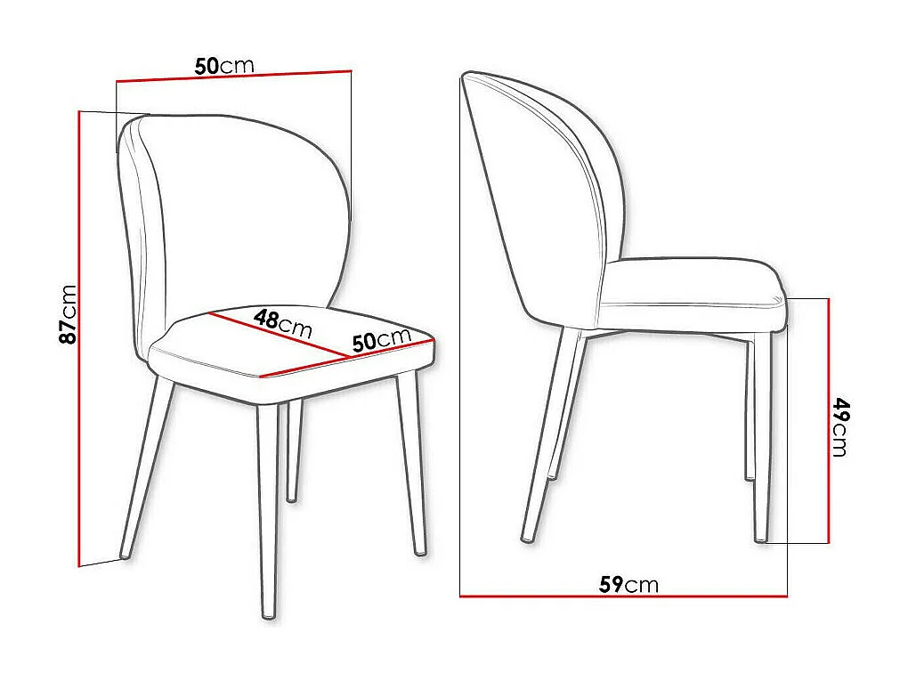 Silla Jackson 104, 87x50x59cm, Tapiz, Metálico