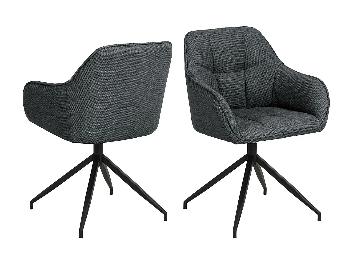 Brenda chaise de salle à manger avec accoudoirs, fonction pivotante,  gris.