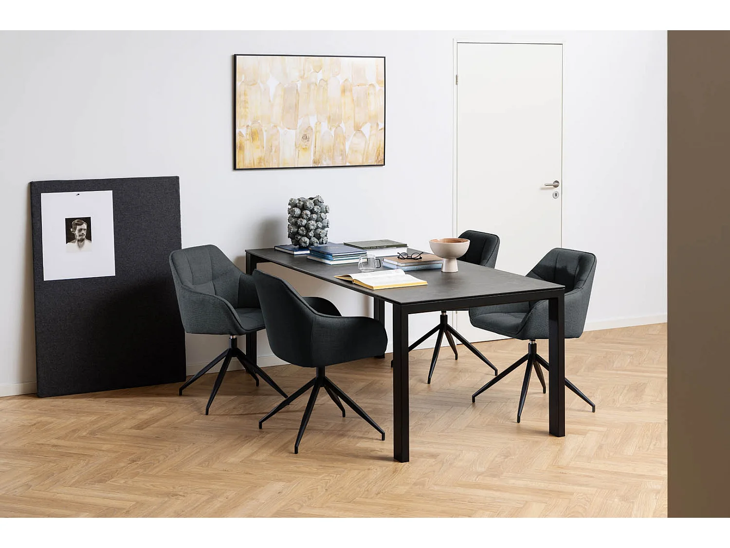 Brenda chaise de salle à manger avec accoudoirs, fonction pivotante,  gris.