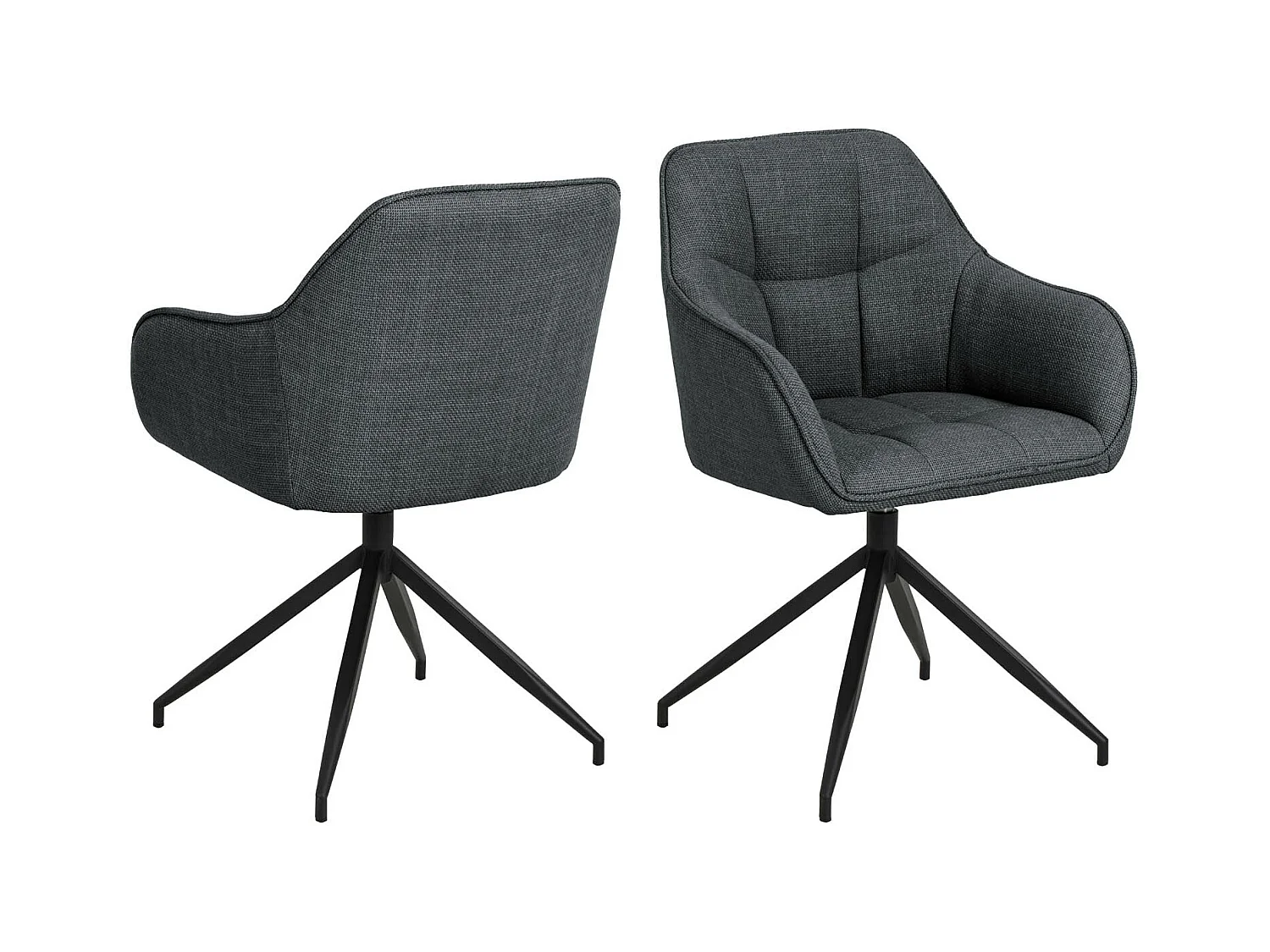 Brenda chaise de salle à manger avec accoudoirs, fonction pivotante,  gris.