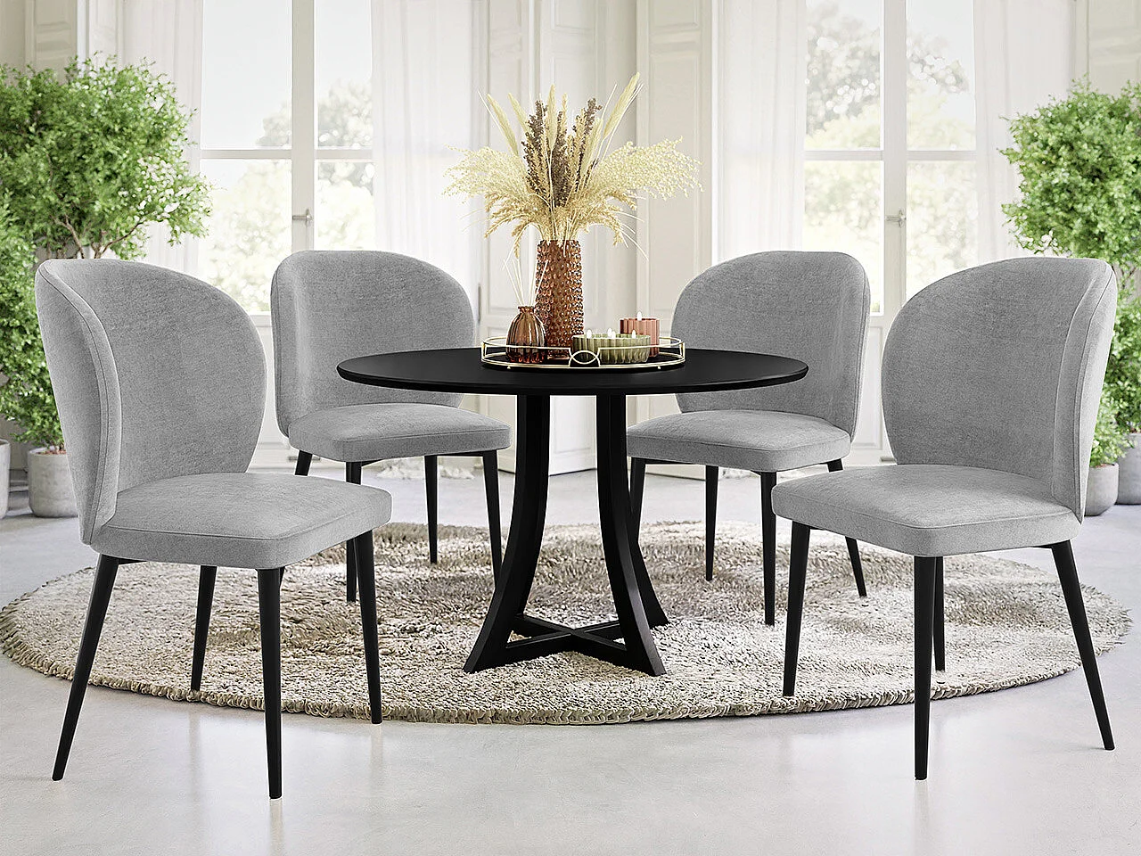 Chaise Jackson 104, 87x50x59cm, Tissu, Métallique