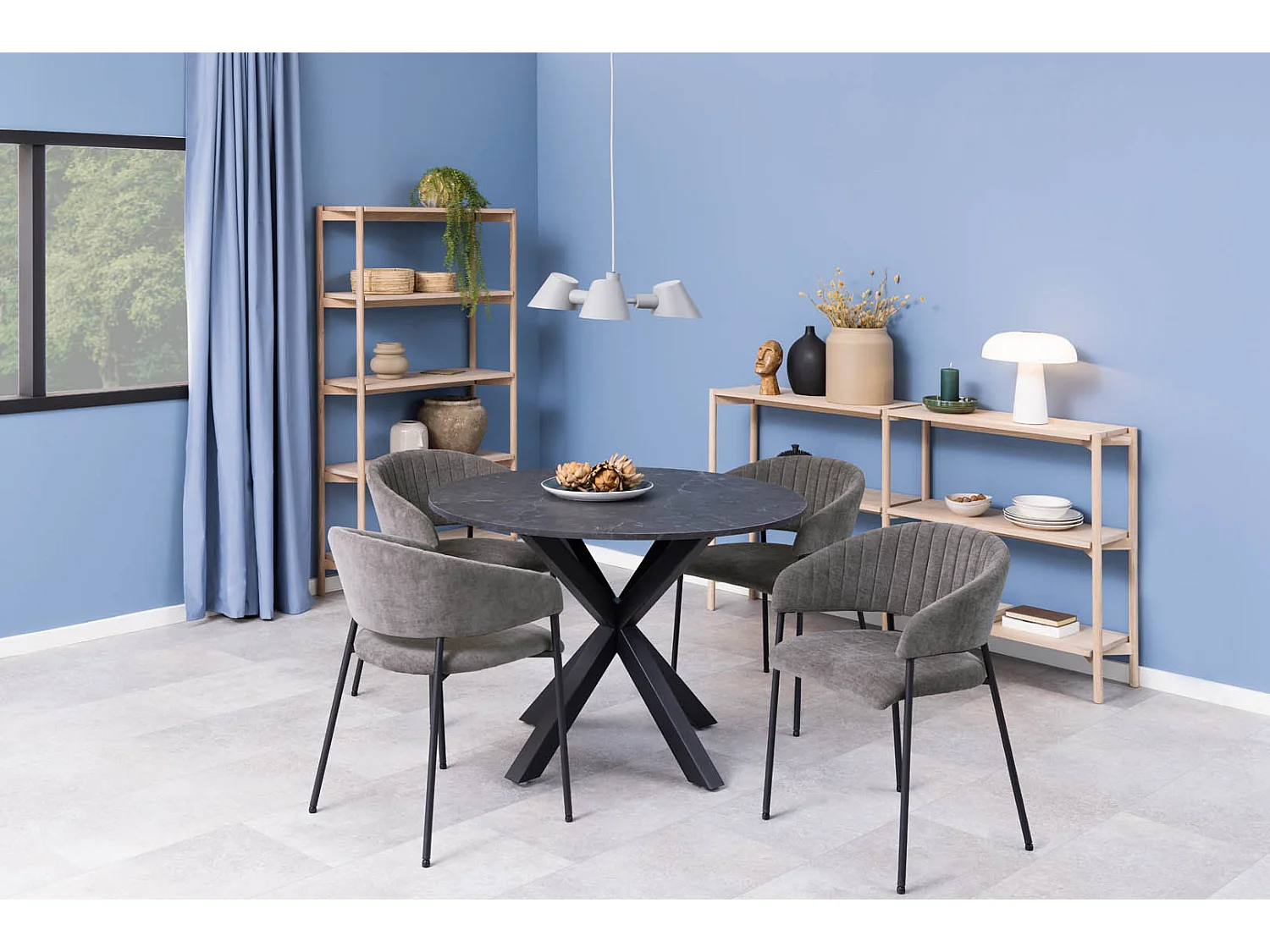 Ann Esszimmerstuhl mit Armlehne grau.