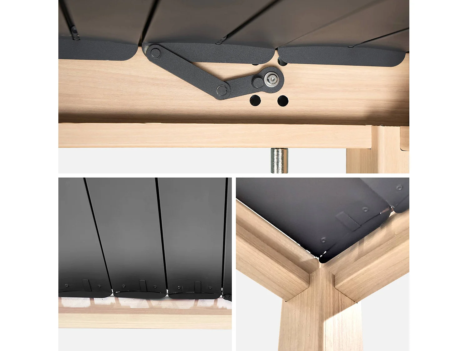 Pergola Bioclimatique coloris bois clair – Triomphe – 3x4m. aluminium. à lames orientables