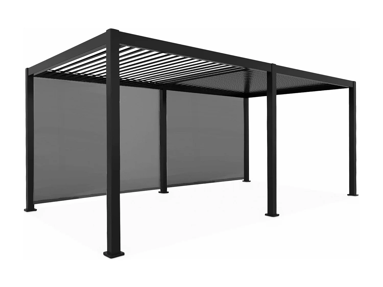 Pergola Bioclimatique gris anthracite 300x600cm. aluminium à lames orientables + 2 stores 3m