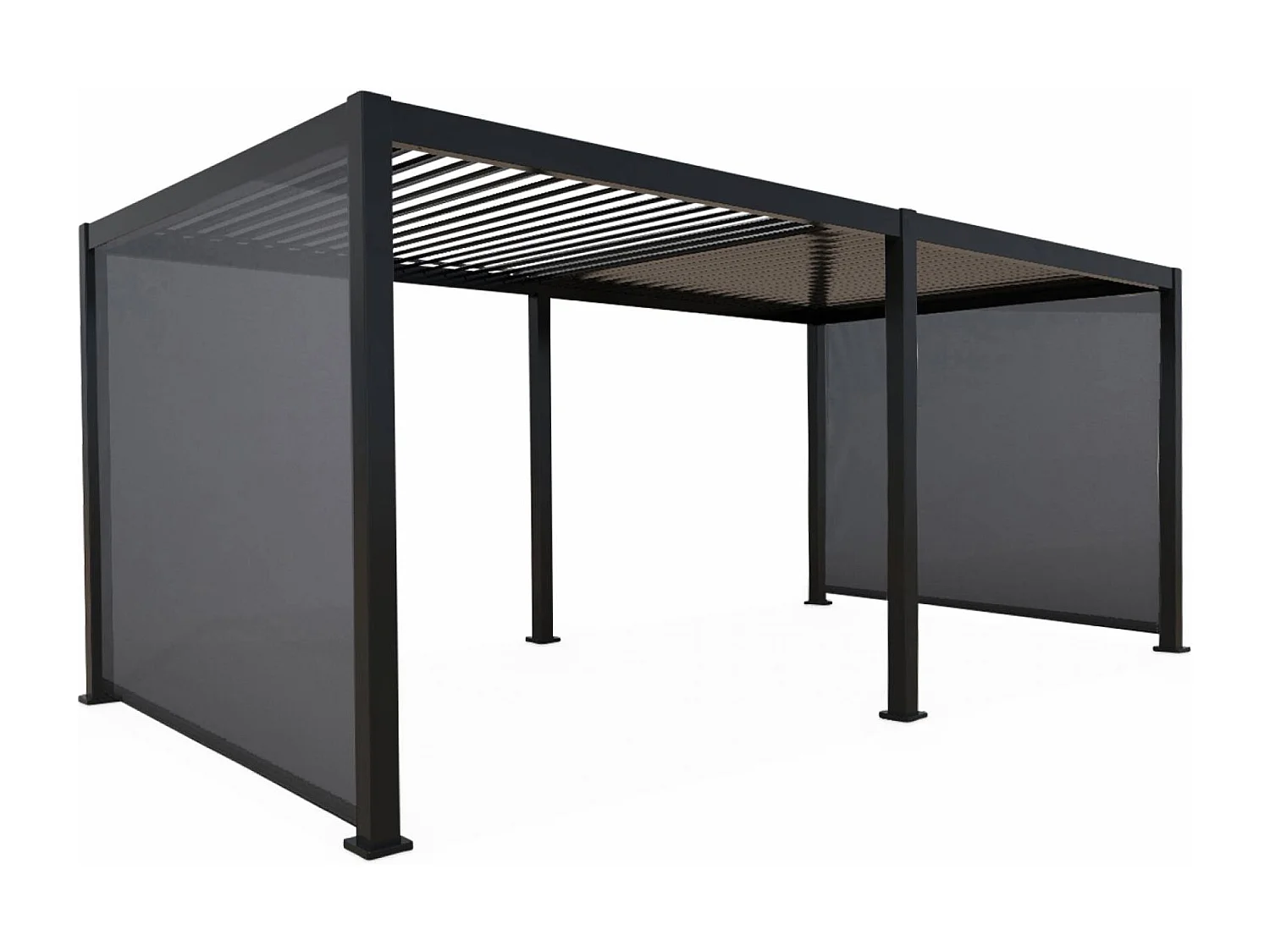 Pérgola bioclimática 3x6m +  2 toldos verticales de 3m antracita