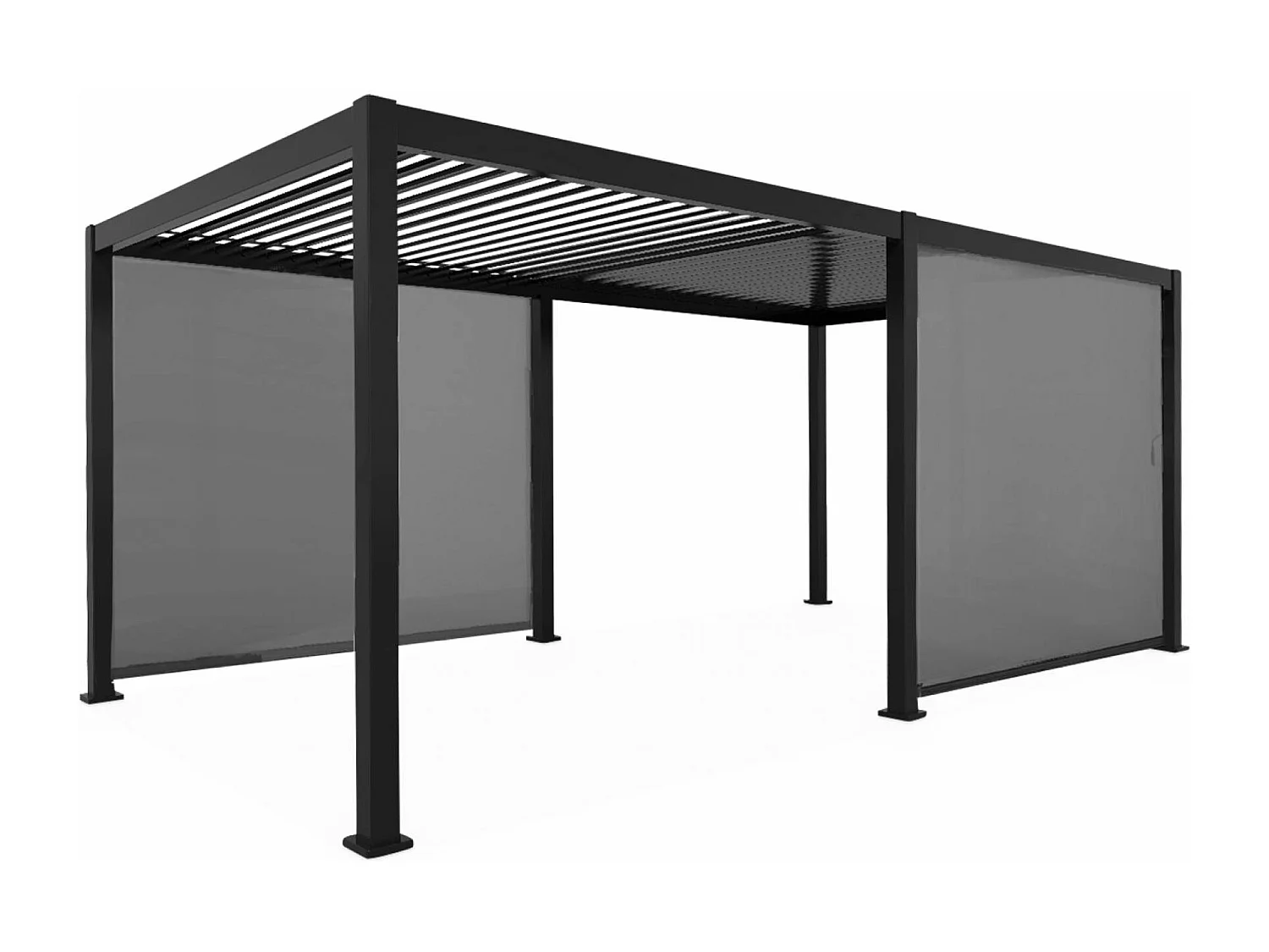 Pérgola bioclimática 3x6m +  2 toldos verticales de 3m antracita