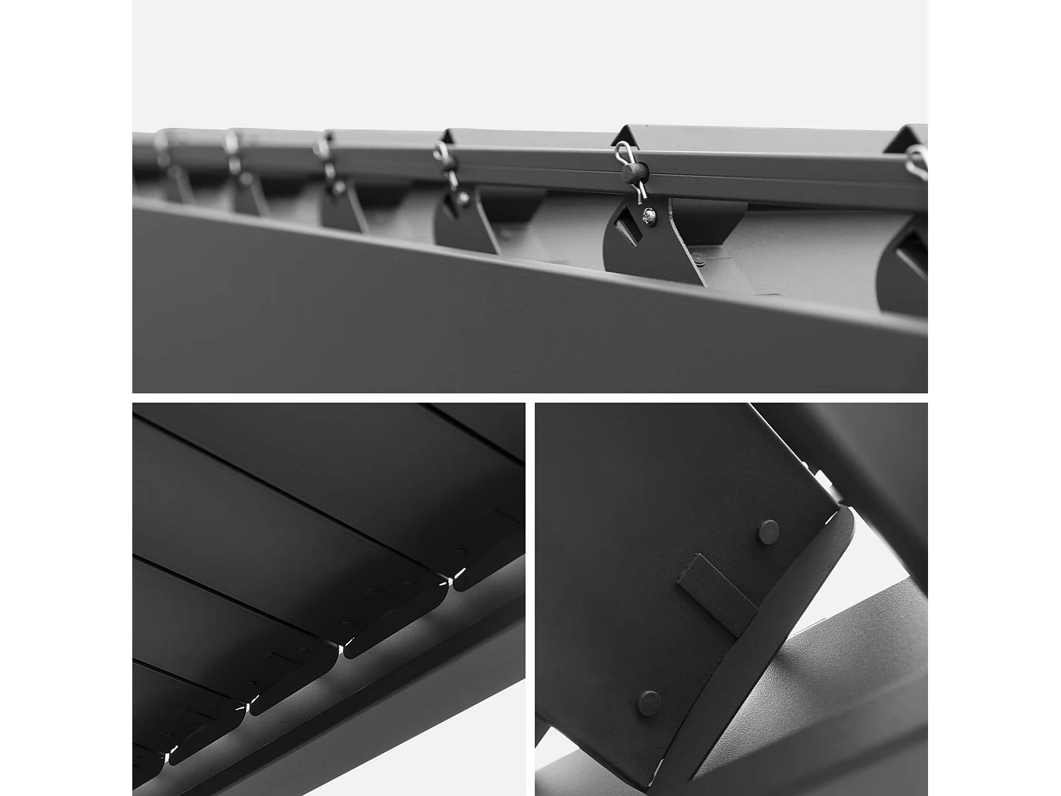 Pérgola bioclimática 3x6m +  2 toldos verticales de 3m antracita