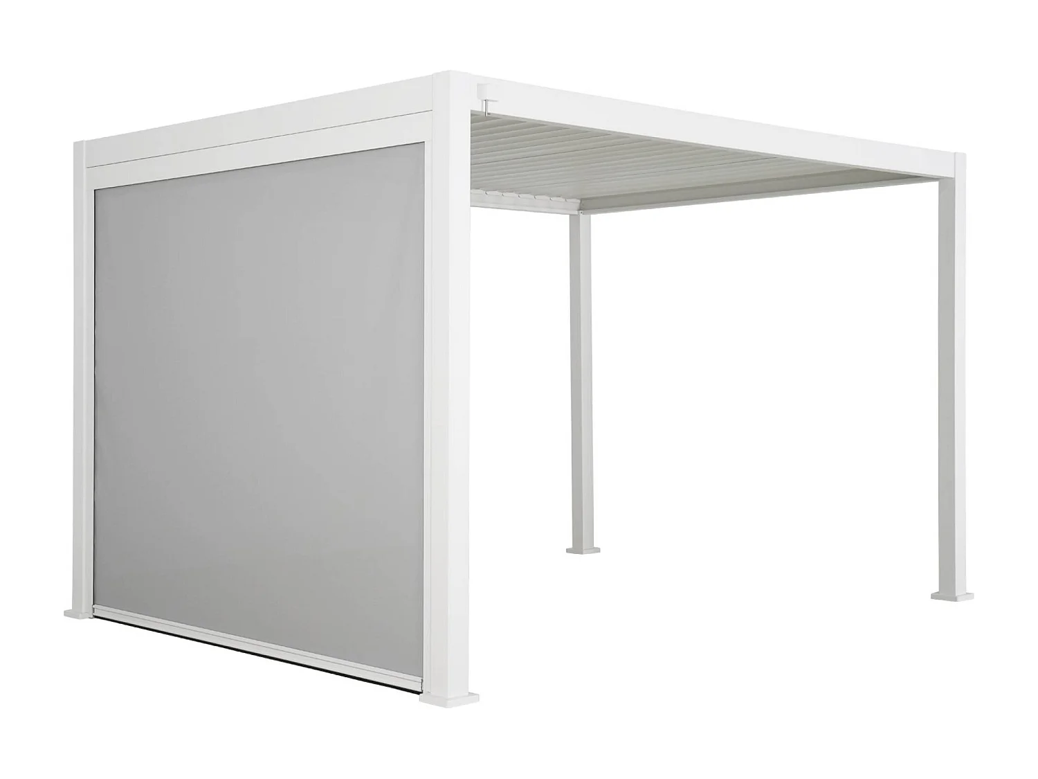 Pergola bioclimatica 3x4m in alluminio + tenda da sole 3m, bianco