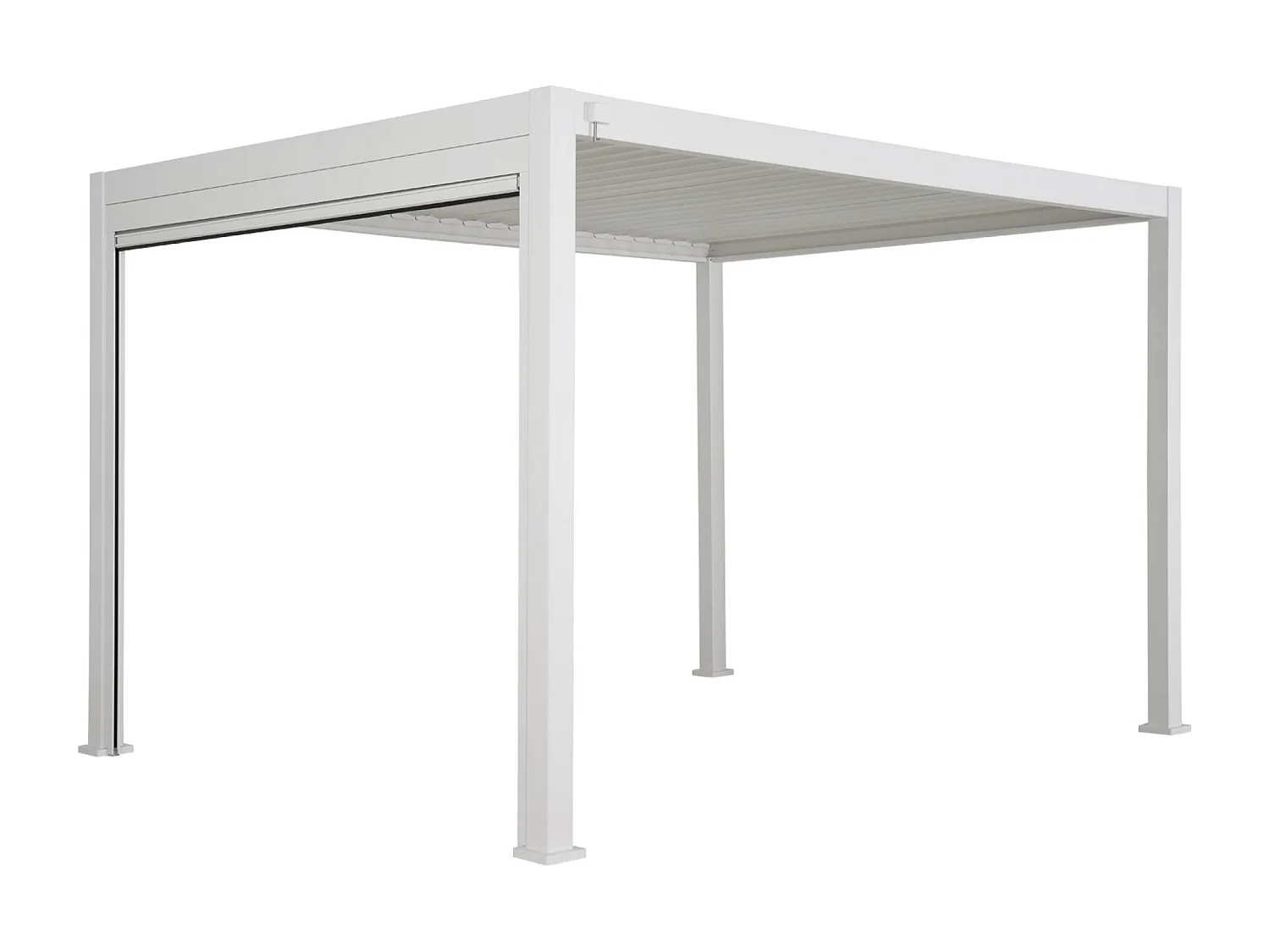 Pergola bioclimatica 3x4m in alluminio + tenda da sole 3m, bianco